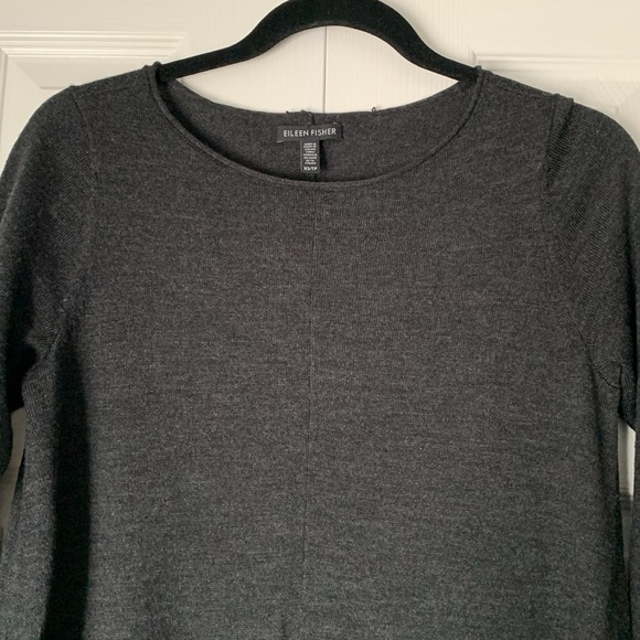 EILEEN FISHER Gray Merino Wool Round Roll Neck Tunic Size XS/TP - Picture 7 of 16